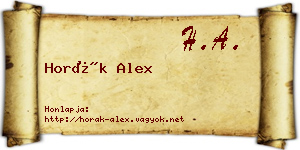 Horák Alex névjegykártya