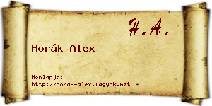 Horák Alex névjegykártya
